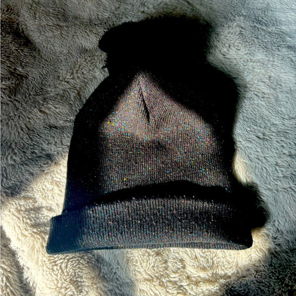 Girls beanie black Pom Pom winter hat